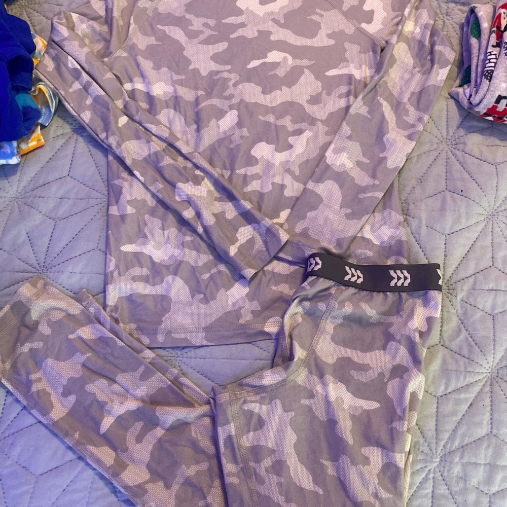 Camo Print Long Sleeve Top and Leggings Set